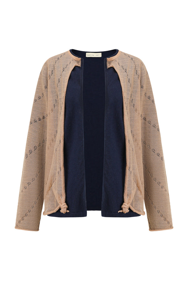 SWAYING 25 Autumn/Winter Knotted Fake Two-Piece Cashmere Top SW-SW25AW1T34C1S2-XING Apricot
